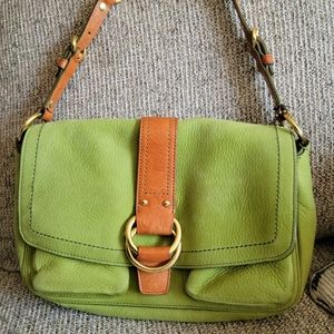 COACH 8a57 Green Nubuck Leather Shoulder Bag